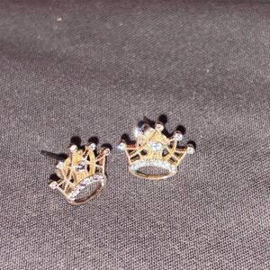 DISCONTINUED DISNEY Gold Crown Earrings with Swarovski Crystals
